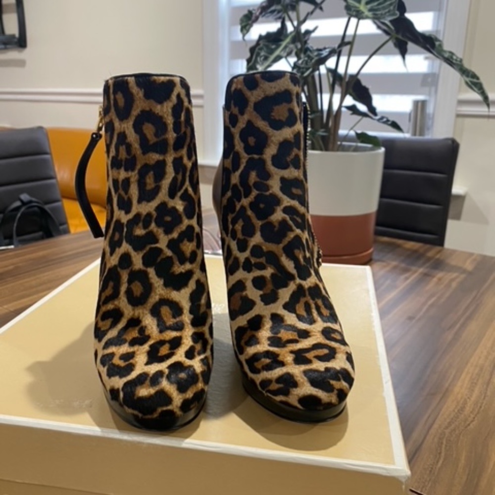 Michael Kors Cheetah Clara Ankle Wedge Bootie